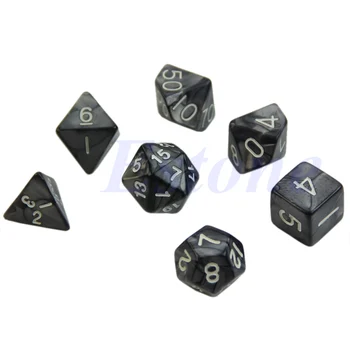 

7x Black Sided Dice D4 D6 D8 D10 D12 D20 Dungeons&Dragon D&D RPG Poly Game Set