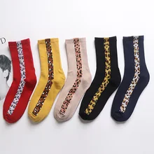 Женские носки, Осень-зима, новые модные хлопковые носки harajuku, носки с леопардовым принтом, Ретро стиль, женские милые теплые носки, Calcetines Mujer