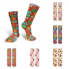 

Fashion Donut Women Cotton Socks Kawaii Casual High Ankle Cotton Female 3D Printing Socks Spring Breathable Women Cotton Socks