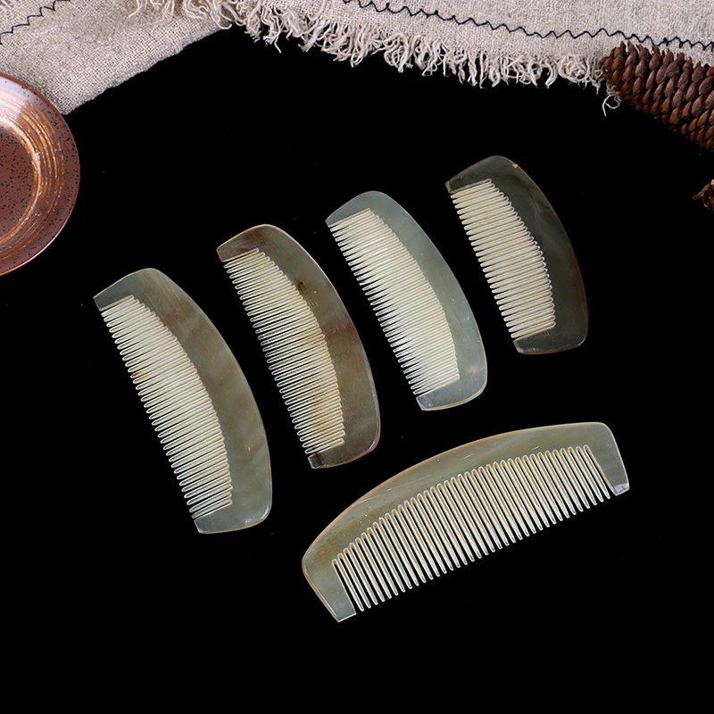 1PCS Natural Amber Ox Horn Comb Of Hair No Static Health Care Hair Brush Hairdressing Comb For Hair 5 Sizes Available