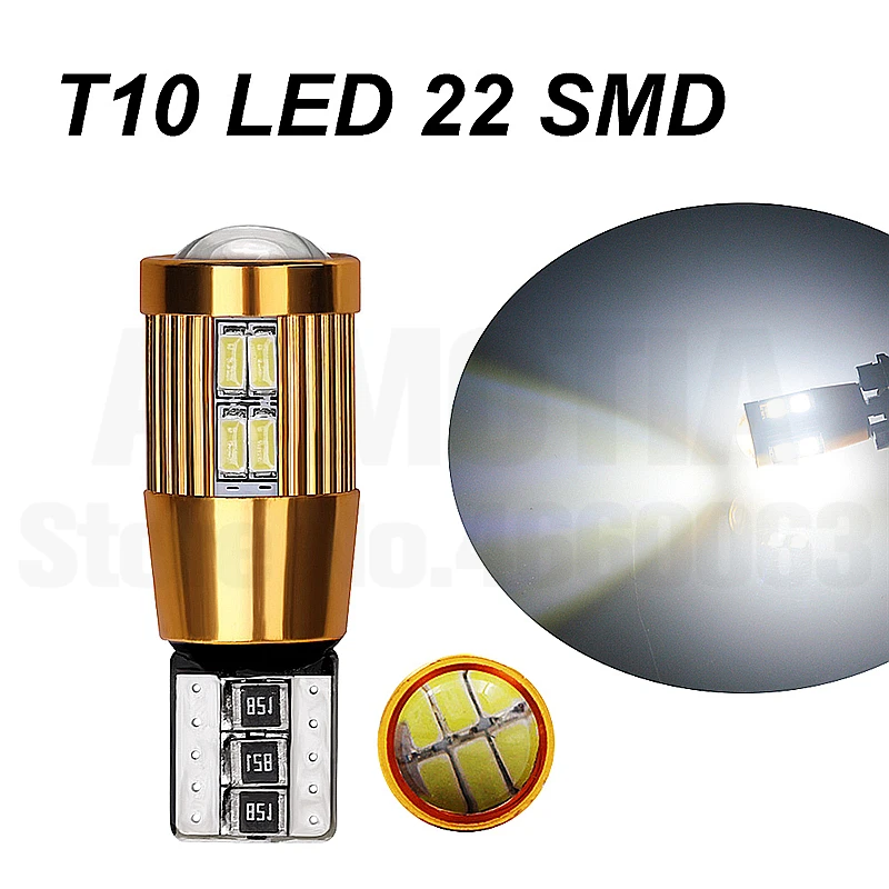 100x T10 светодиодный W5W автомобильный светильник 22 27 30 38 SMD luces 3014 Светодиодный s para Автомобильная внутренняя боковая лампа для освещения номерного знака объектив DC 12 В 194