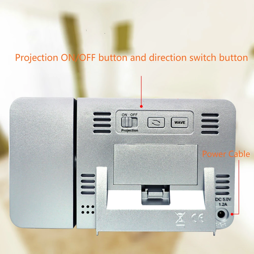 

Hot Digital Projection Alarm Clock Weather Station with Snooze Function Thermometer Humidity LCD Backlight Wake Up Projector Clo