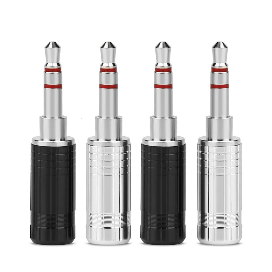 

5PCS HiFi Earphone Connector 3.5mm Plug Audio Jack 3 Pole Audio Splice Adapter DIY Headphone Repair Palladium Metal Plug