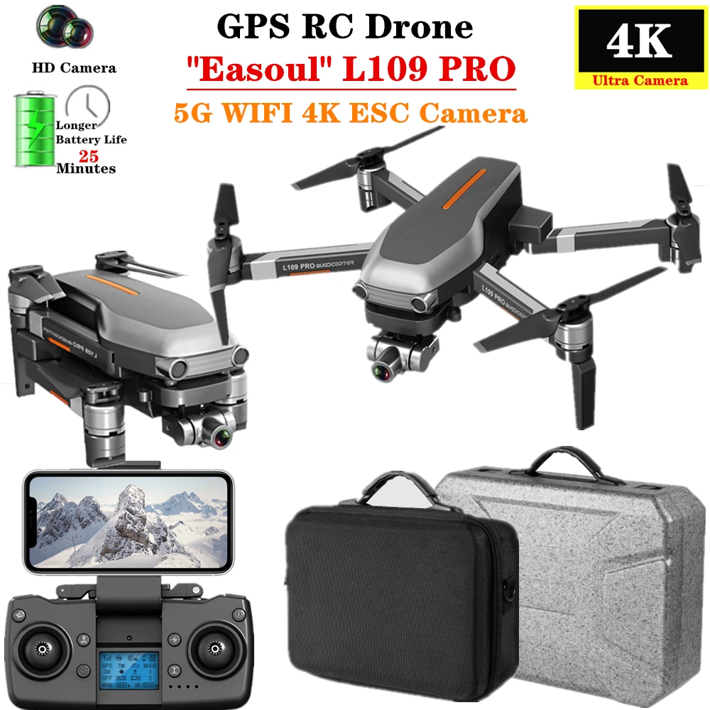Квадрокоптер L109Pro GPS Wi Fi FPV 4K HD ESC|Радиоуправляемые вертолеты| |