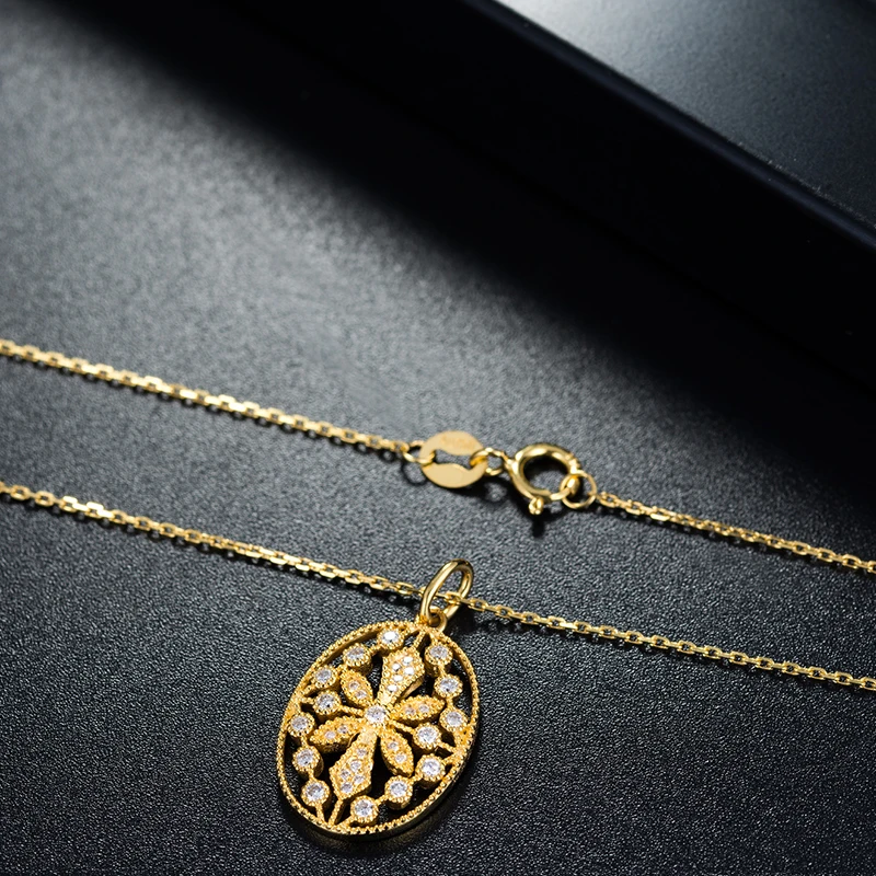Aazuo настоящий бриллиант 18 К желтое золото Мода Итальянский Ретро стиль эллиптическая карта кулон с цепочкой ожерелье одаренный для женщин