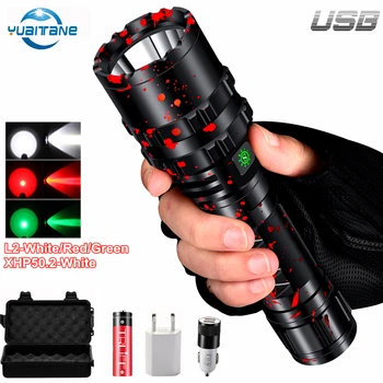 

100000LM Rechargeable LED Flashlight XHP50.2 Lamp IP65 Waterproof L2 LEDTorch Light Powerful Lanterna Use 18650 or 26650 Battery