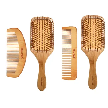

2pcs Salon Professional Hairbrush Scalp Massage Comb Bamboo Handle Wet Hair Brush Tool