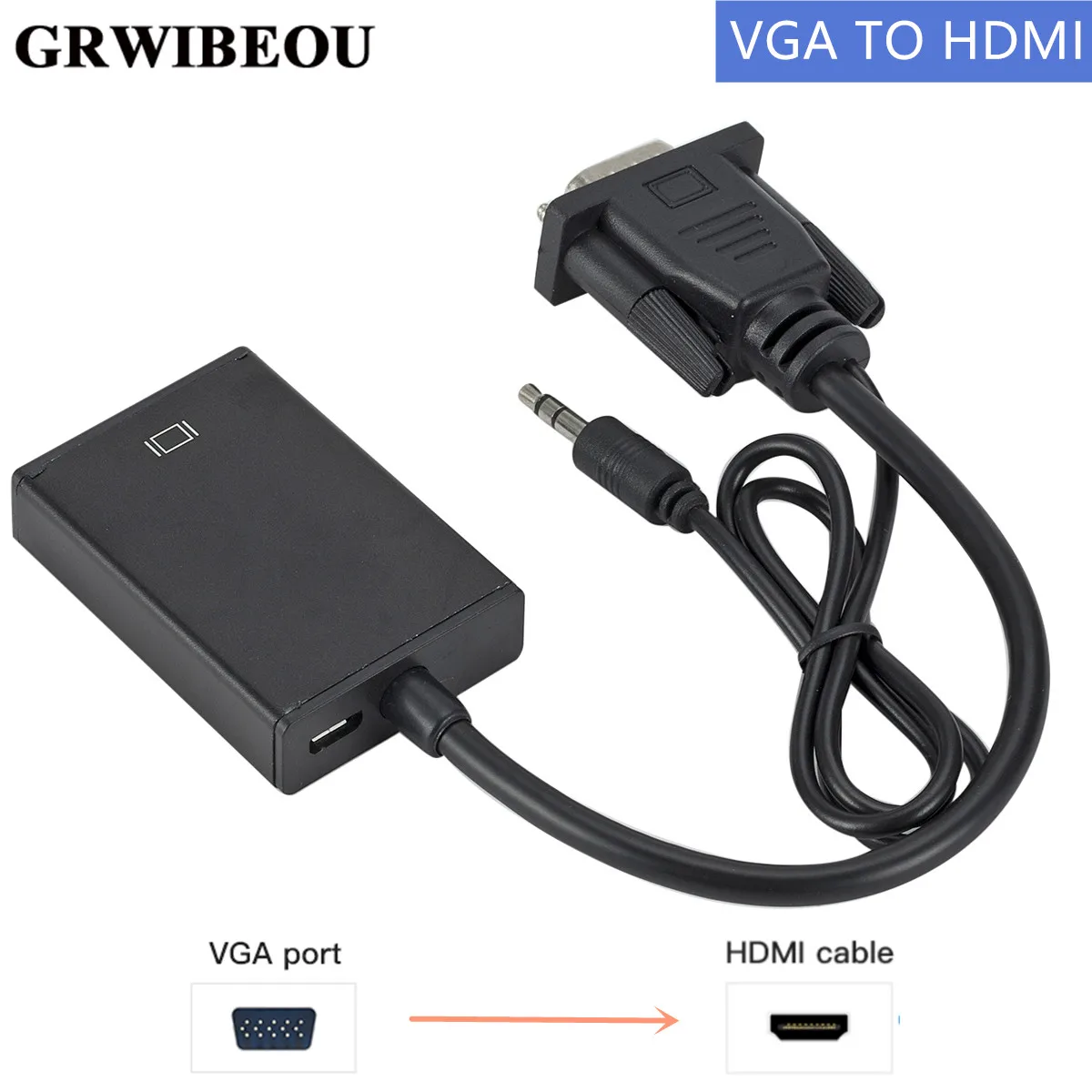 Видеоадаптер VGA/HDMI-3 5 мм jack Grwibeou 1080p для ПК ноутбука HDTV проектора PS4 |