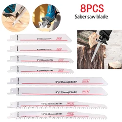 8 pçs jig viu lâmina reciprocating lâminas de serra sabre serra de serra multi lâmina de serra para corte de madeira metal pvc ferramentas elétricas acessórios