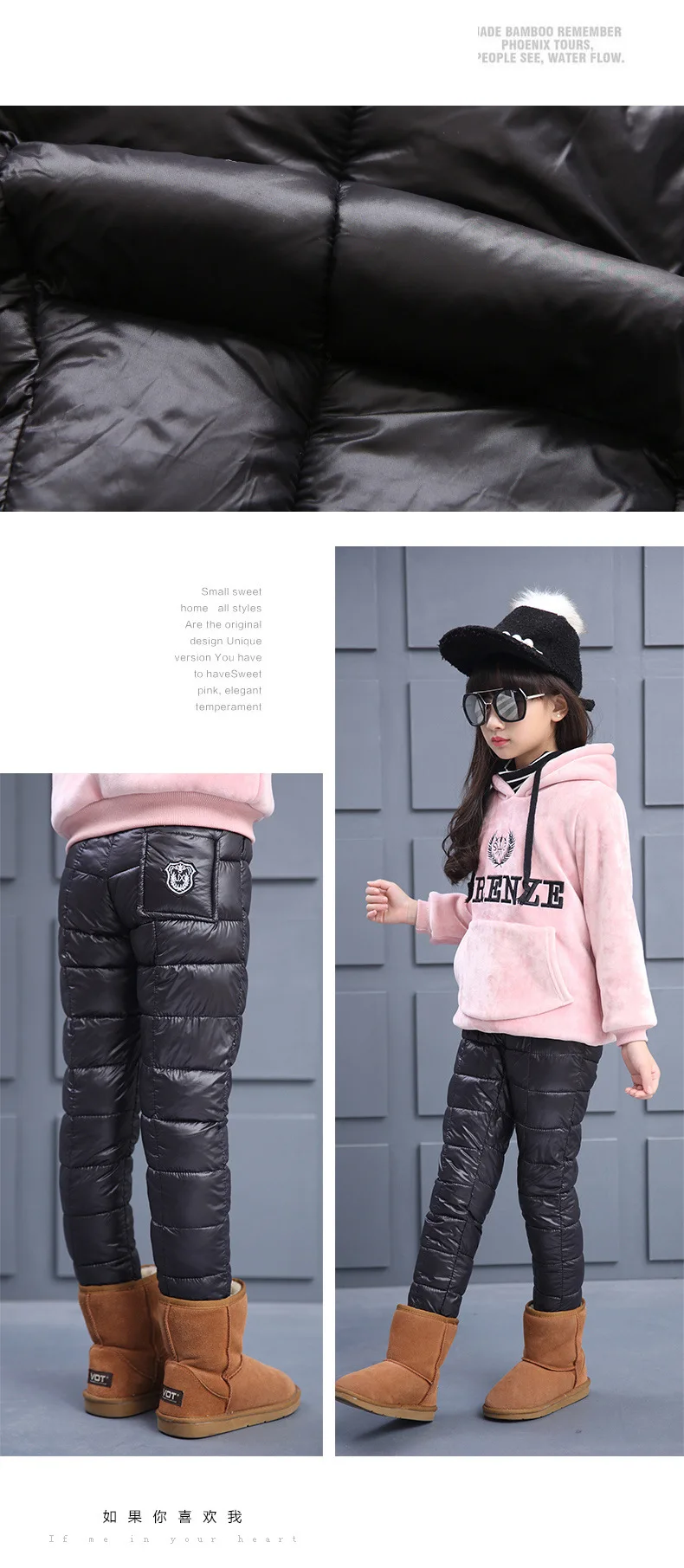 winter new boys and girls in the big boy solid color warm thick padded cotton wear cotton pants children's clothes