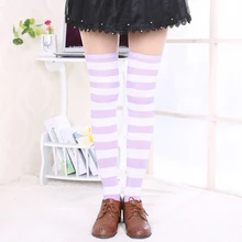 

2021 Hot Sale Women Girls Over Knee Long Stripe Printed Thigh High Striped Cotton Socks Sweet Cute Plus Size Overknee Socks