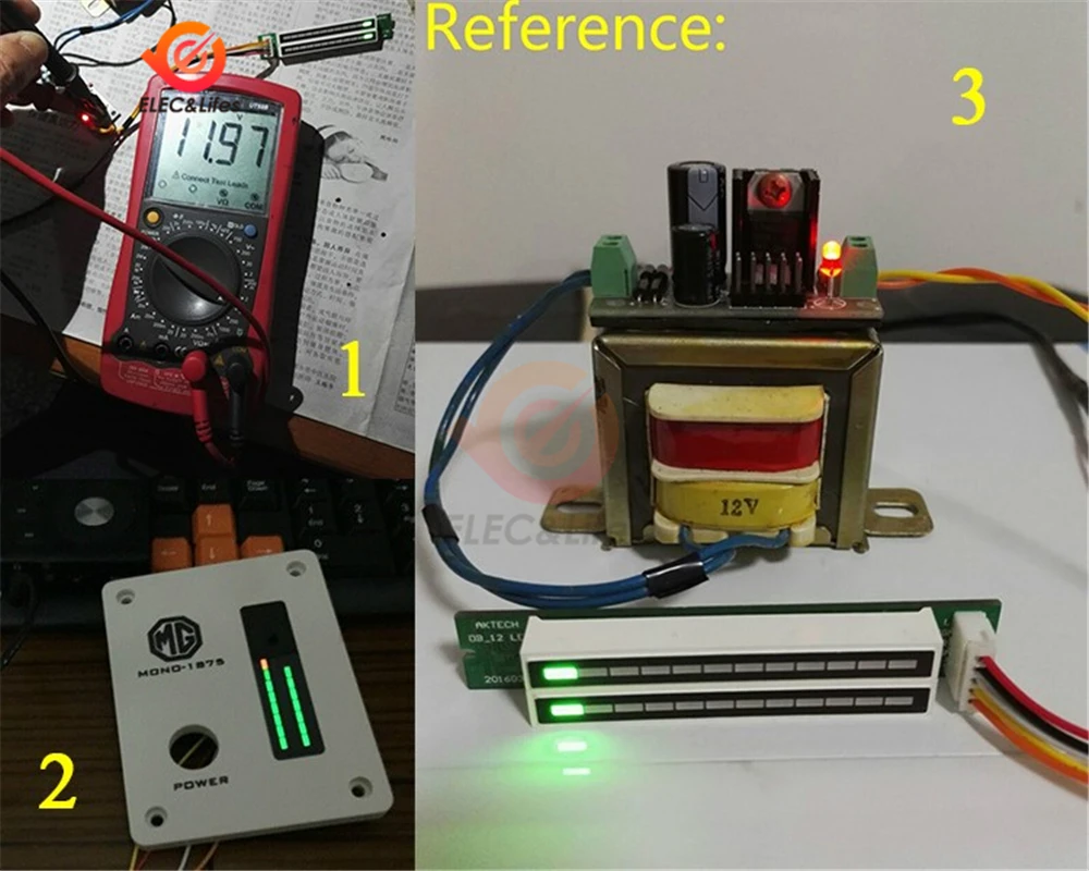 Mini Dual 12-bit LED Music Level Indicator Module Adjustable Audio VU Level Indicator Meter AGC Stereo Amplifier Board DIY Kit