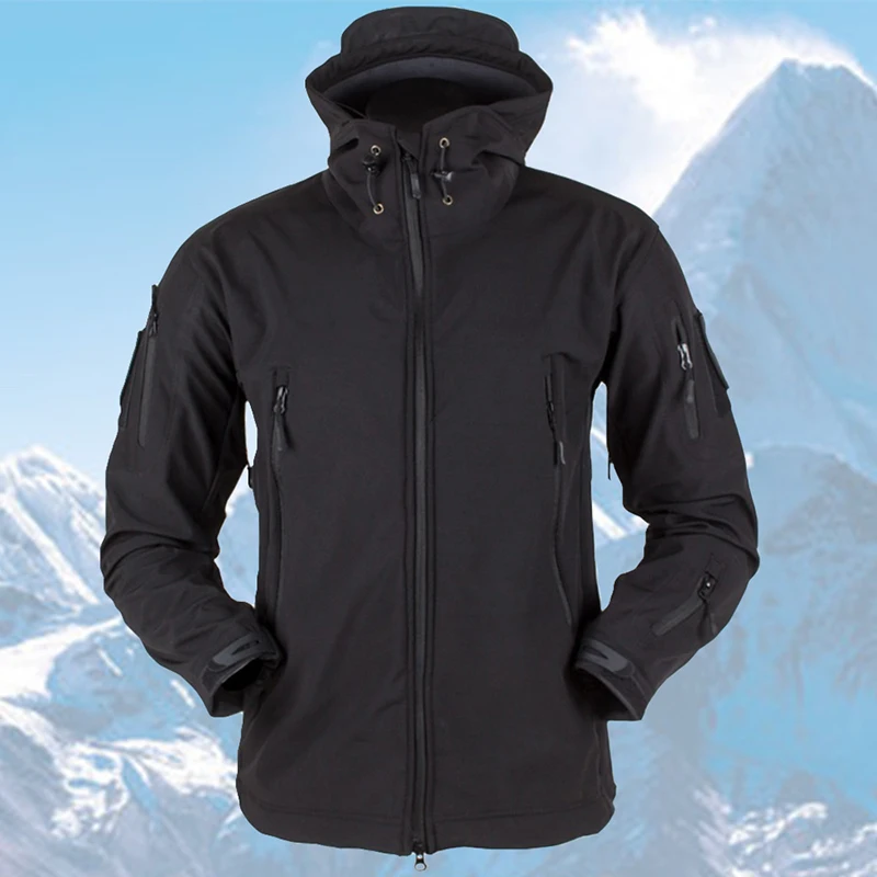  Men Winter Outdoor Waterproof SoftShell Jacket Men Waterproof Army Soft Shell Coat Warm Windbreaker