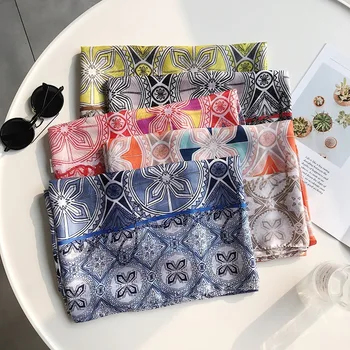 

2020 New Silk Scarf sunscreen shawl beach towel women thin versatile super large Chiffon Polka Dot scarf