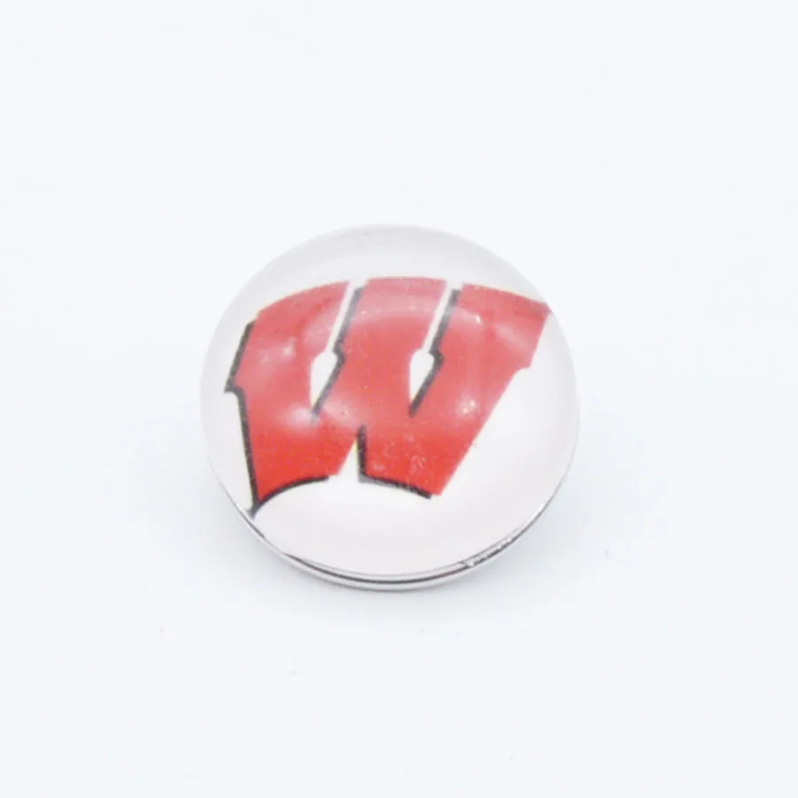 12MM Университет Висконсин, Madison NCAA спортивные стеклянные пуговицы 18 мм 12 мм подходящие защелки браслет с застежкой и браслет для женщин DIY оснастки ювелирные изделия - Окраска металла: 12MM