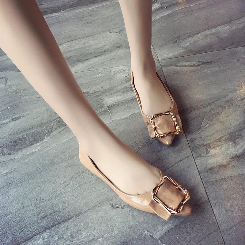 

Flat Moccosins Women's Summer New Style Spring And Autumn Versatile Korean-style Pointed-Toe Vintage Metallic Decoration Single