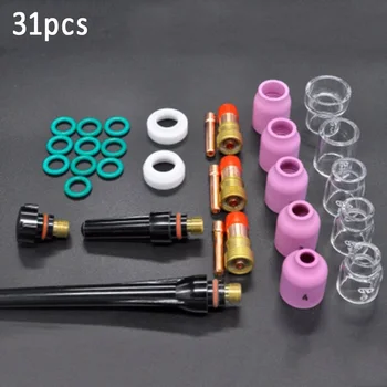 

31pcs/Set TIG Torch For WP 17 26 Glass Cup Lens Argon Arc Short Tube Welding Kit Hand Tools Replacement Accessories