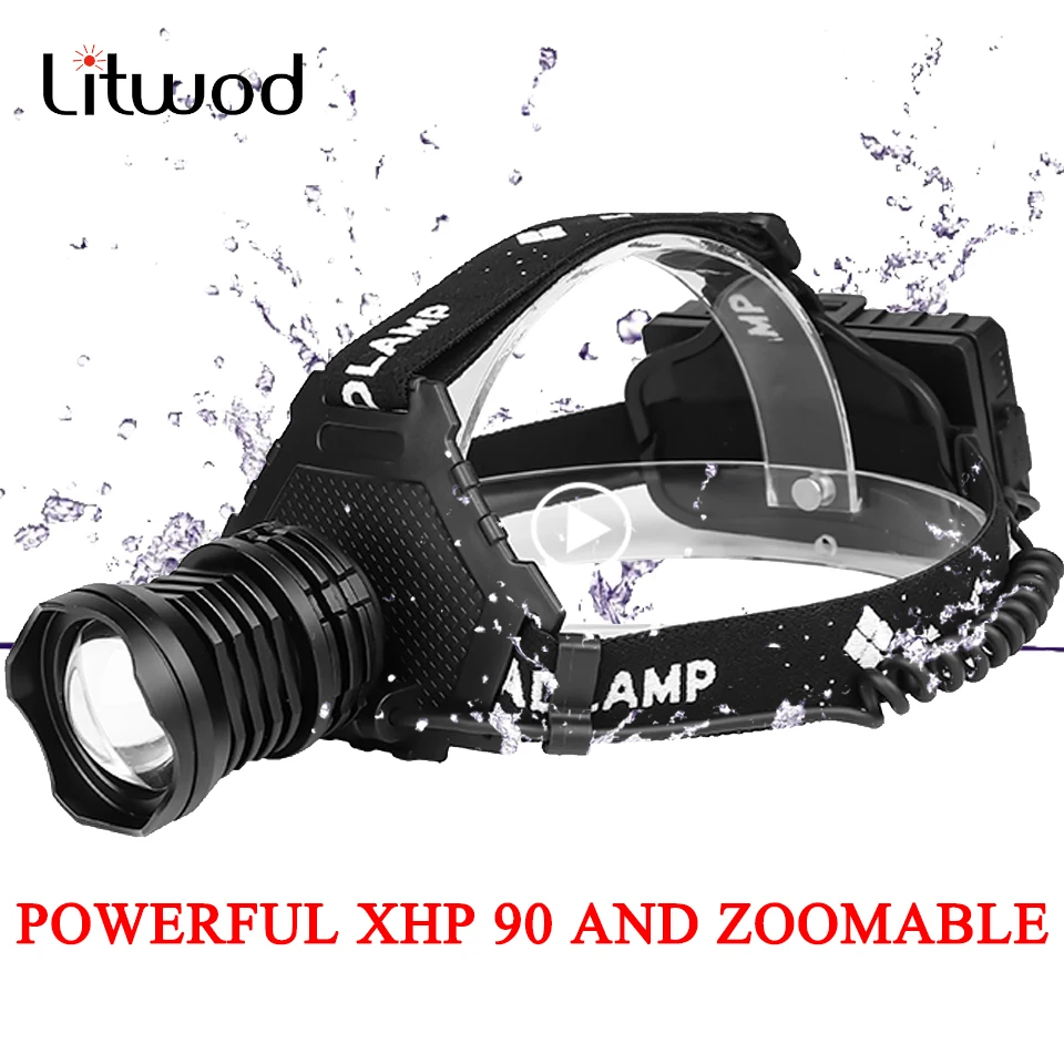 Litwod 2064Z45 самый мощный XHP90 светодиодный налобный фонарь 32 Вт zoom 18650 Внешний