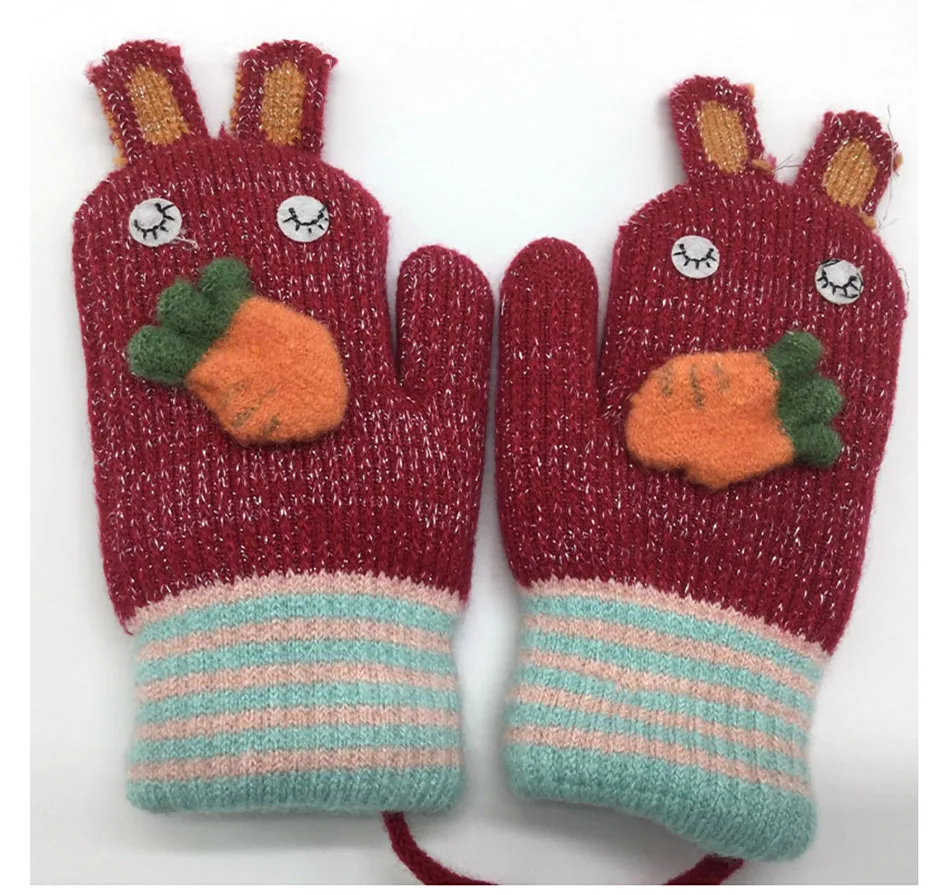 Evrfelan/высококачественные зимние перчатки для детей, зимние перчатки с милым Кроликом, утепленные хлопковые перчатки для мальчиков и девочек