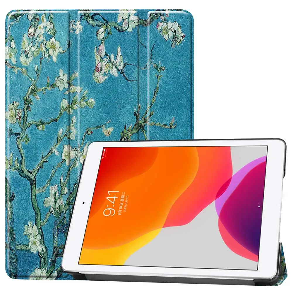 Кожаный чехол-подставка с принтом для Ipad 10,2 iPad 7 Gen, чехол с функцией автоматического сна, умный чехол для Apple iPad 10," чехол