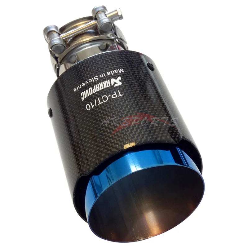 1 шт. Akrapovic автомобильные выхлопные трубы глянцевый карбоновый глушитель наконечник хвостового конца Универсальный прямой фланец из нержавеющей стали синий