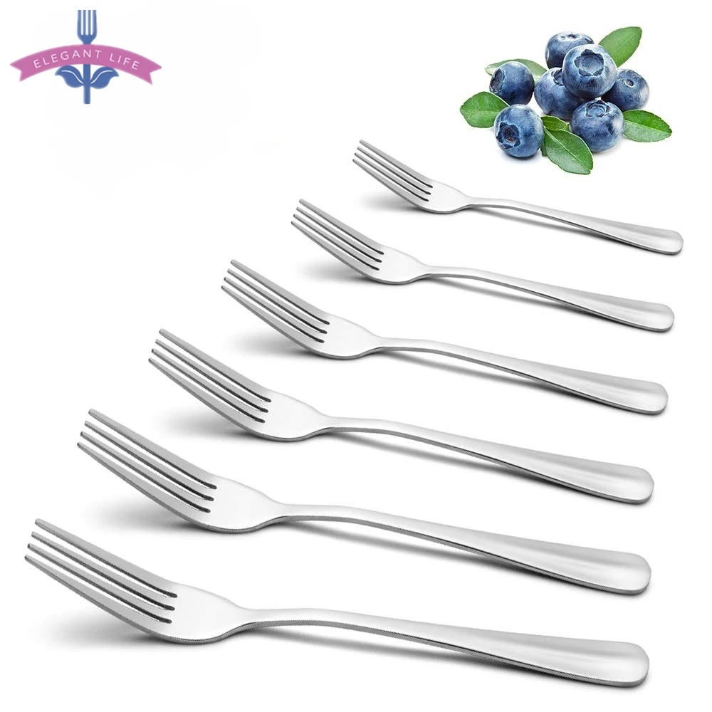 1PCS 7.3 Inches Food Grade Stainless Steel Dinner Fork Cutlery Fruit Flatware Mirror Polished Dessert Fork