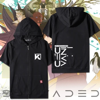 

Anime ID:INVADED Ido: Inveideddo Cosplay Summer Short Sleeve Tee Tops Men Women Fashion Zipper Hooded Casual T-shirt Coat
