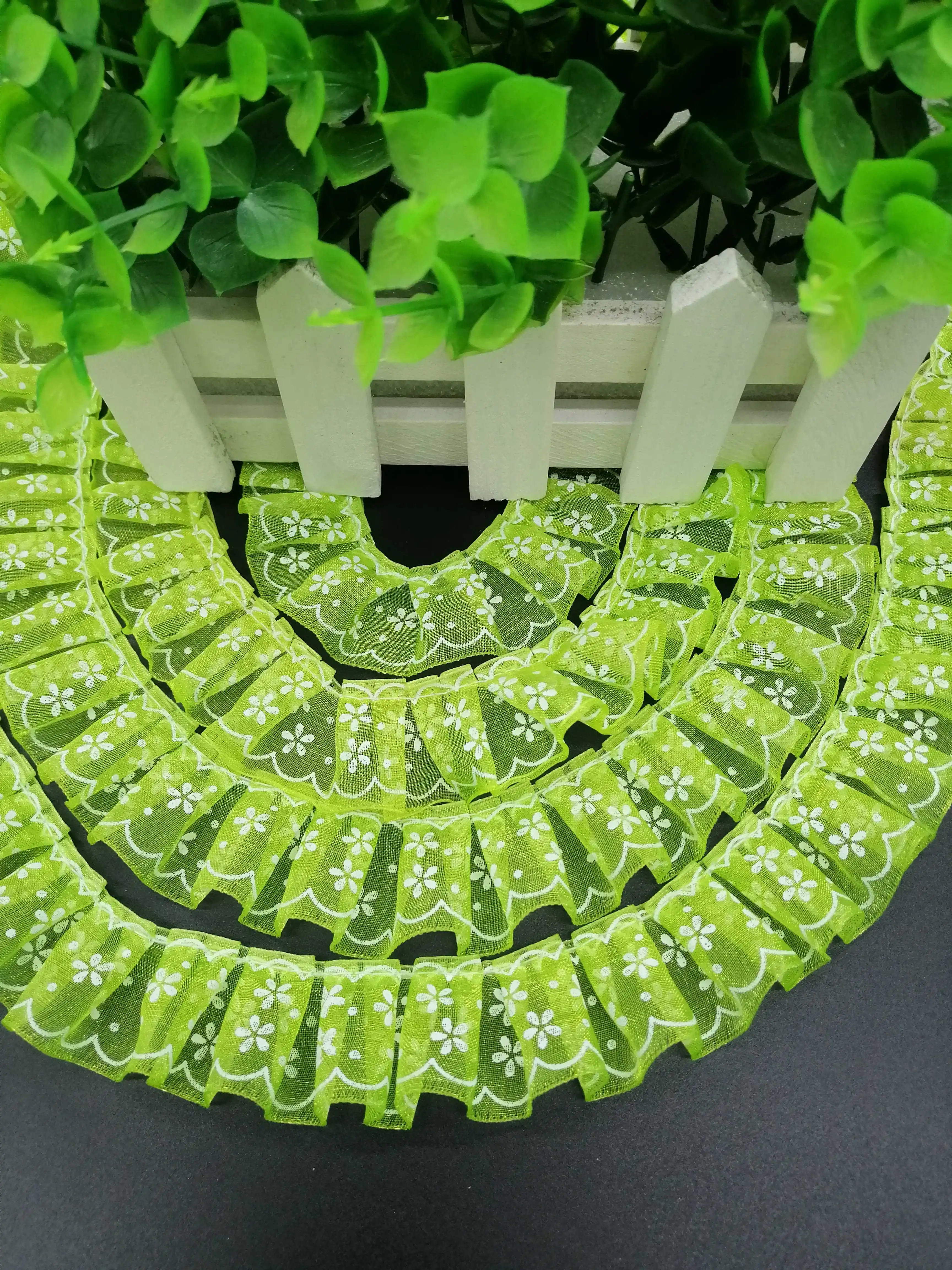 

1M Print Flower Laces Guipure Tulle Lace Fabric Pleated Lace Trim Width 2.5cm Doll Sewing Accessories For Dress dentelle JH12