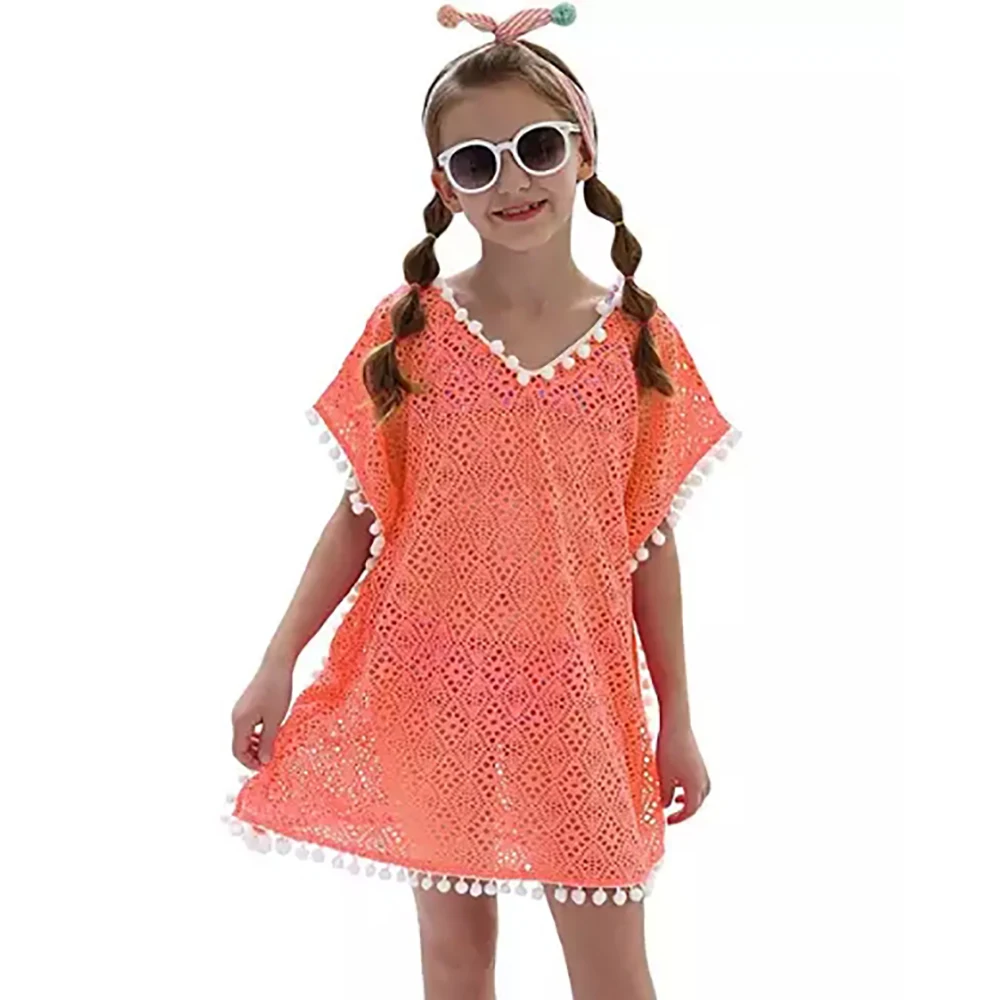 Цельное пляжное платье-накидка для девочек свободные купальные накидки для девочек, детское платье-накидка для купалки saida de praia - Цвет: CU0019