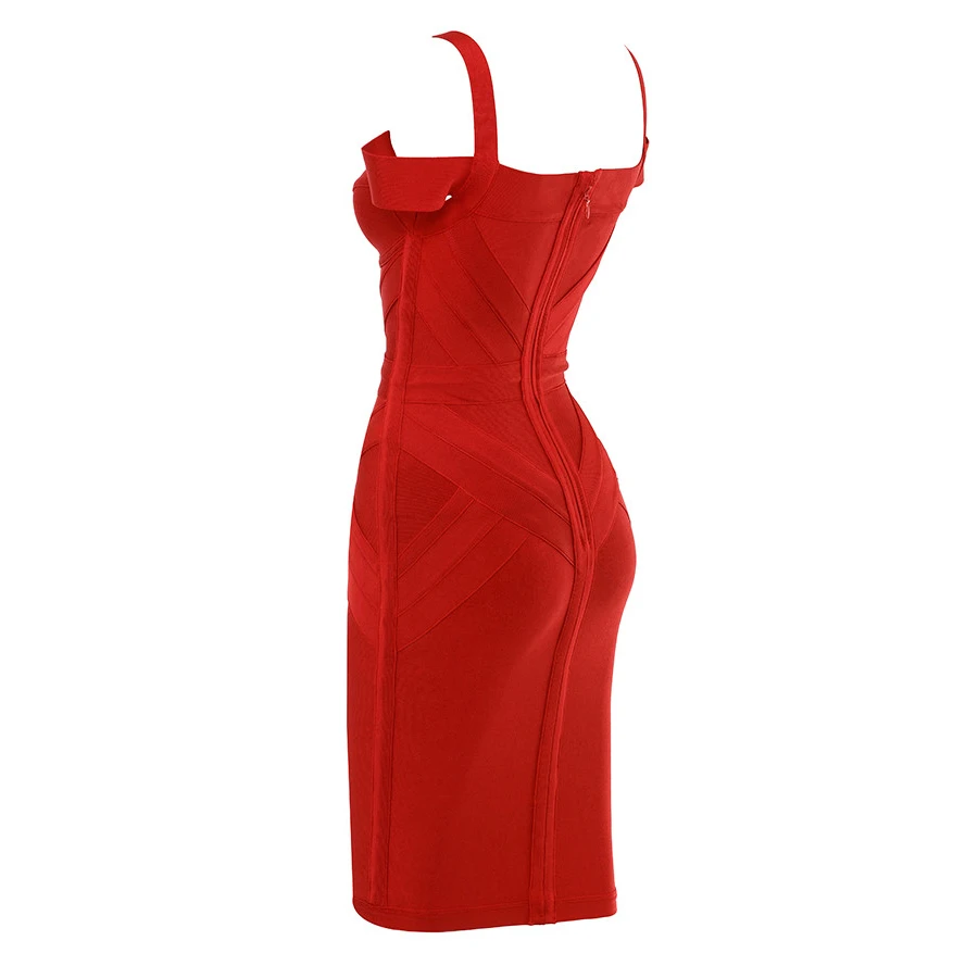 Предпродажа новейшая Женская мода винно-красное эластичное сексуальное платье с двойным ремешком без рукавов до колена облегающее осеннее Бандажное платье