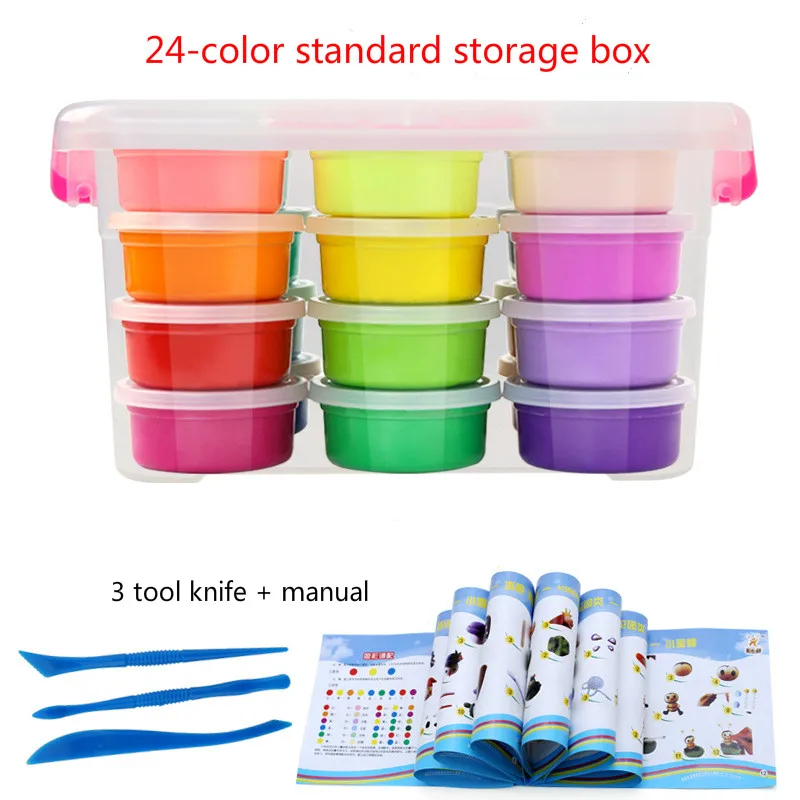 24-color standard Игрушки для лепки 24 36 48 Цвет мягкая глина, пластилин слайд из полимерной глины игрушки воздушная сушка светильник глины светильник Пластилин для игрушки для лепки - Цвет: 24-color standard