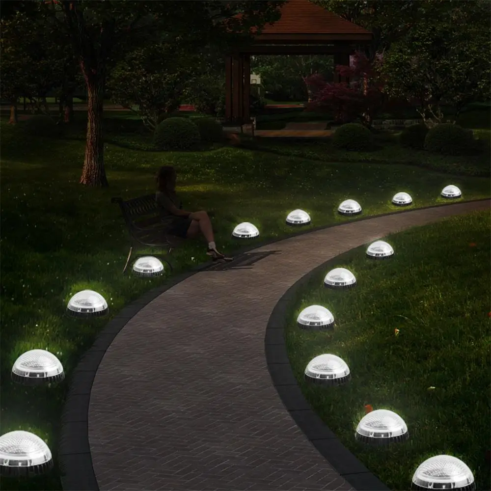 

Solar Power Ground Lamp Security Lawn Patio Eco-Friendly Disk Lights Gutter 8LED Durable Landscape Light Buried Light