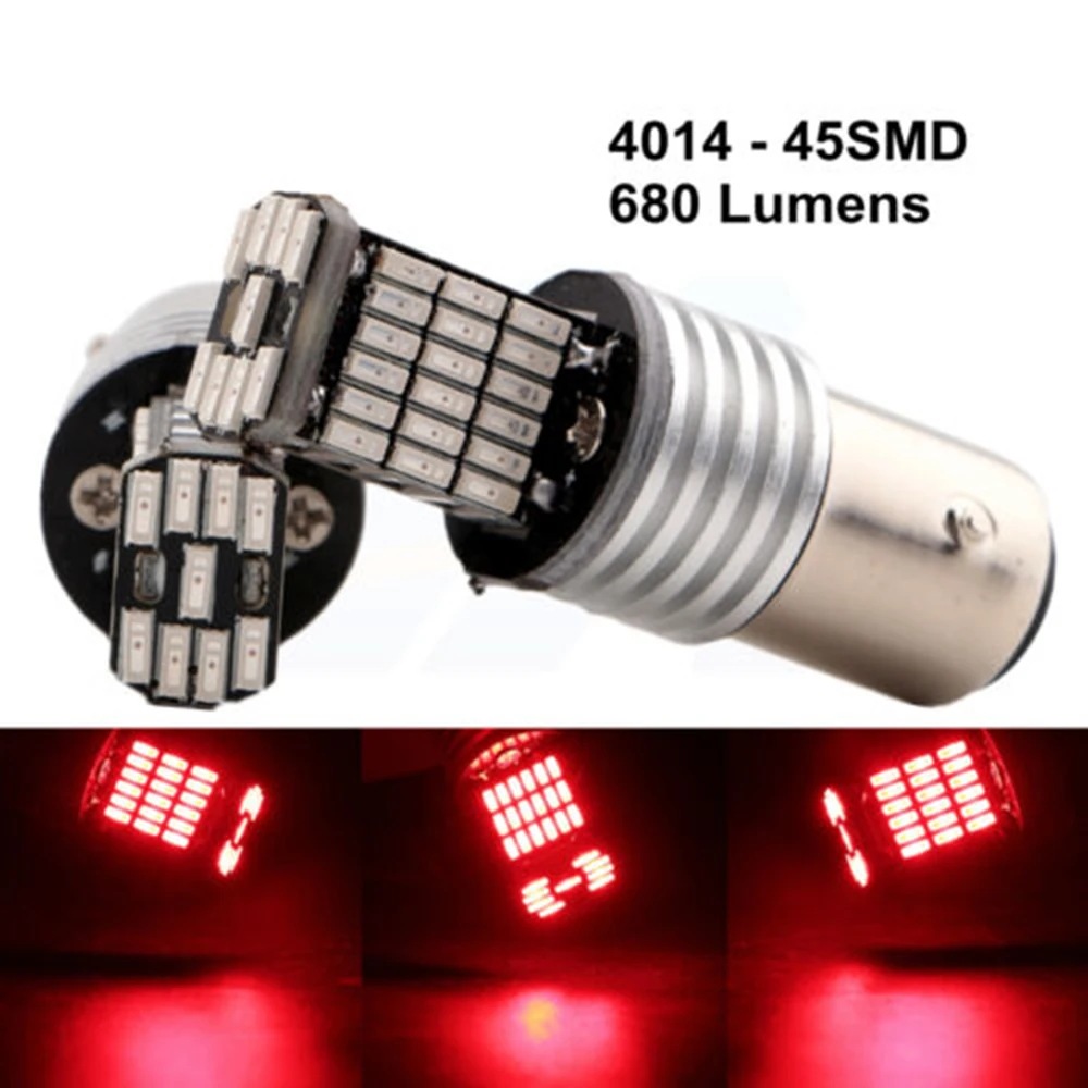 

Backup Light 2Pcs Car Bulb Turn Signal LED decoding signal light 4014 45 SMD LED 12V 24V 1157 BAY15D Red