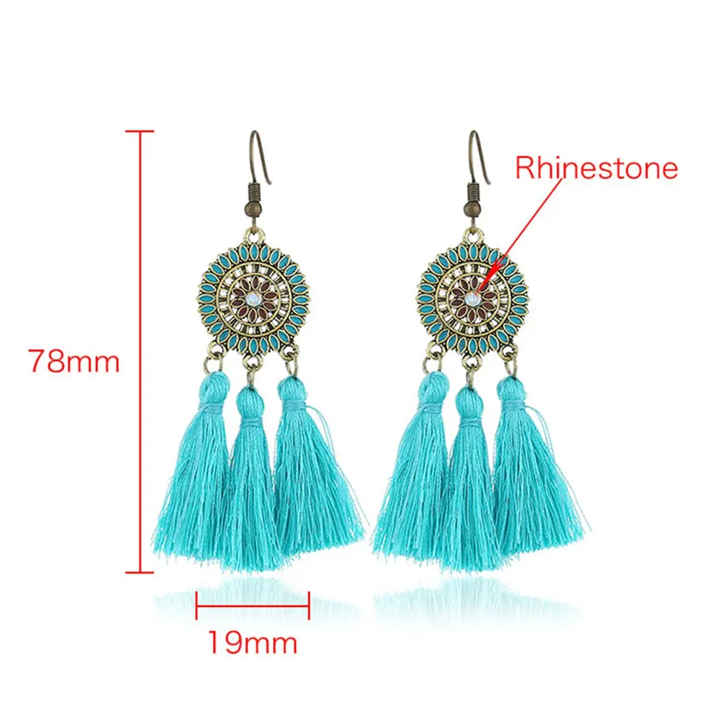 Европейский и американский веер серьги с кисточками Голубое озеро античная