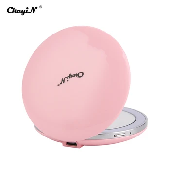 

CkeyiN 11 Lights LED Mini Makeup Mirror Magnifying Fold Mirror Portable USB Rechargeable Round Hand Mirror Beauty Cosmetic