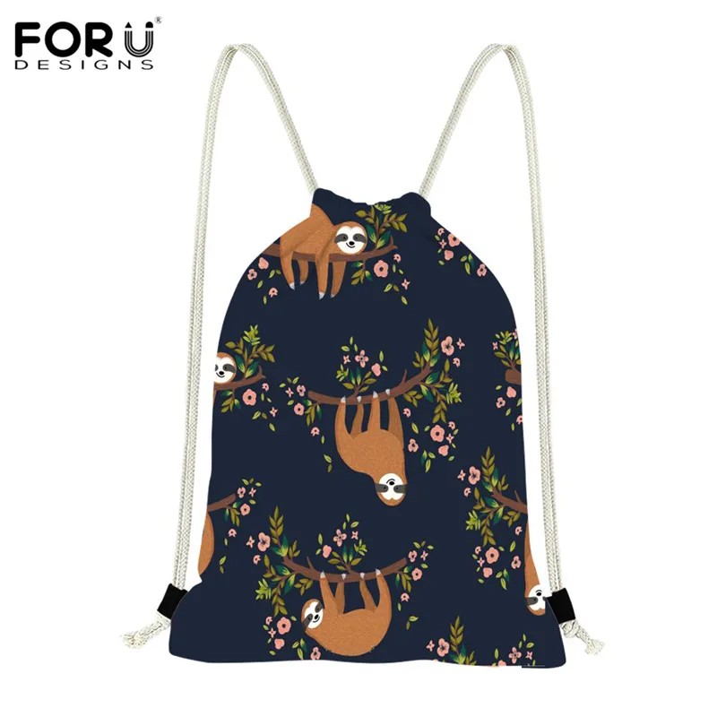FORUDESIGNS с милым рисунком Ленивца, сумка на шнурке для путешествий, женский маленький рюкзак для хранения, рюкзак с полной печатью, worek plecak sznurek - Цвет: HXA03 Z3