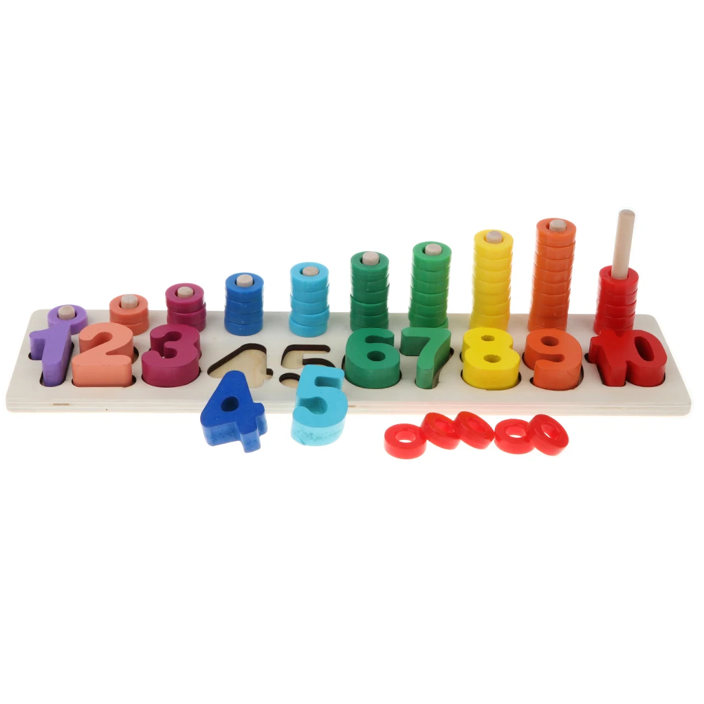 Wooden Colorful Math Counting Stacker Color Sorter Preschool Learning Toy