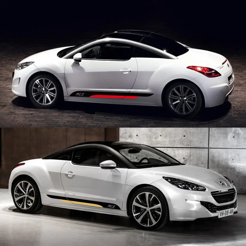 AutoFor PEUGEOT RCZ Coupe дверь боковая юбка полосы Спорт Стайлинг Виниловая Наклейка