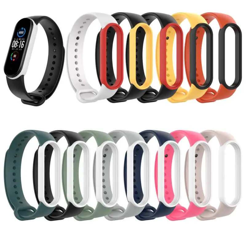 Сменный смарт браслет для Xiaomi Mi Band 5 высококачественный цветной двухцветный