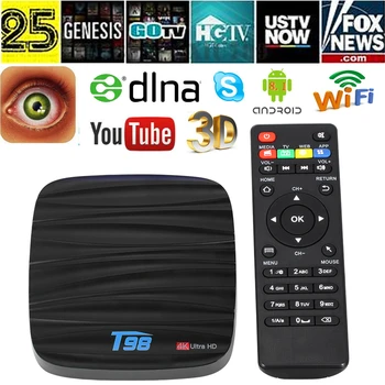 

T98 TV BOX Allwinner H6 Quad Core Android 8.1 6K Ultra Clear Network Player Support 4G SIM card WIFI Bluetooth Set Top Box EU