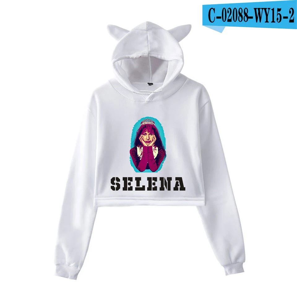 Selena Quintanilla кошка толстовки с принтом для женщин летний короткий кошачий топ модные толстовки с капюшоном Сексуальная уличная одежда размера плюс - Цвет: picture color