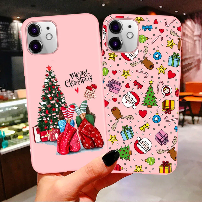 Модный мультяшный Рождественский чехол для iPhone 11 Pro Max Санта-Клаус мягкий из ТПУ