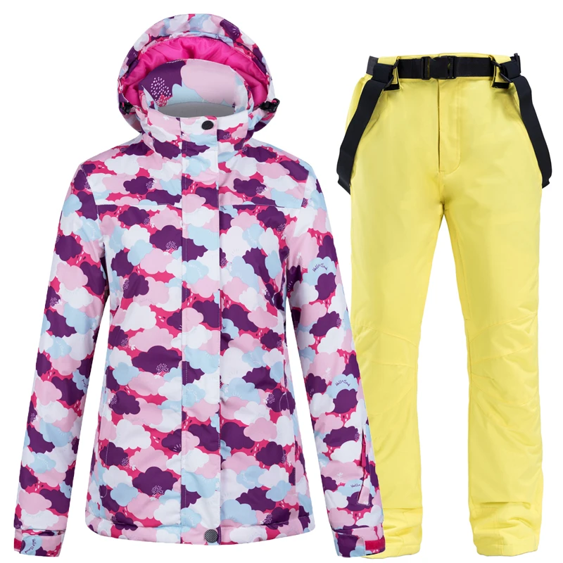 

New Thick Warm Ski Suit Women Waterproof Windproof Skiing and Snowboarding Jacket Pants Set Female Snow Costumes Outdoor Wear