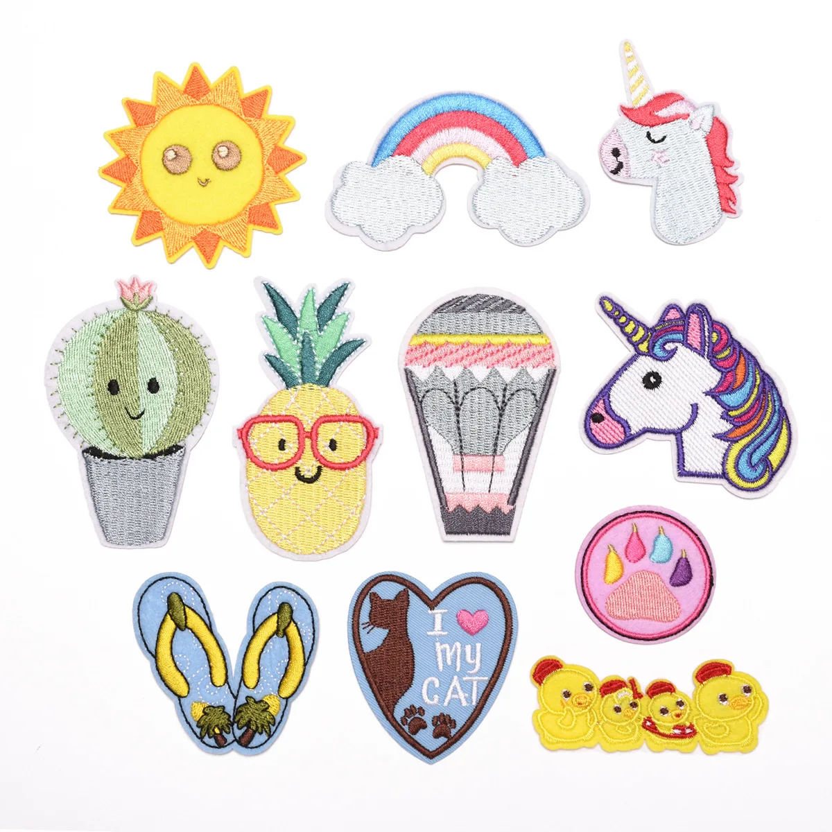 

Iron on Animal Patches for Clothing Stripes Cute Sun Unicorn Badges Sticker on Clothes Embroidered Patches for Kids DIY Applique