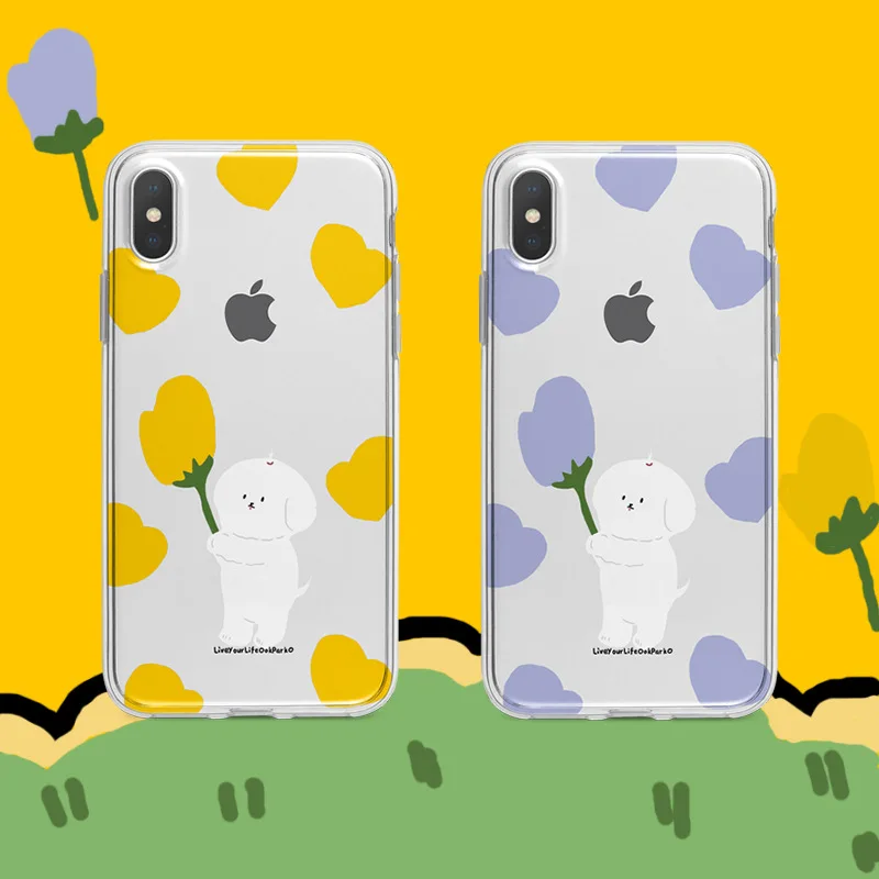 2021 Популярные чехлы с сердцами и желтыми синими Собаками Для iPhone 12 мин. 12Pro 12ProMax 11