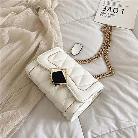White1 SCV женская сумка-мессенджер Маленькая женская сумка на плечо из искусственной кожи клетчатая сумка на плечо сумка на цепочке модная женская сумка через плечо - Цвет: White1