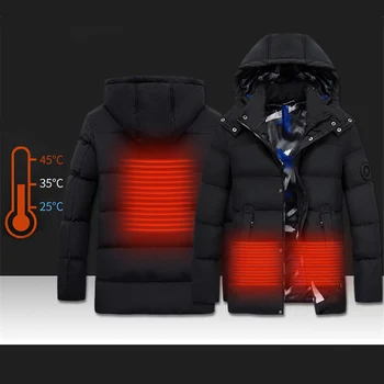 

Men Heated Hiking Jacket Electric Smart USB Thermal Warm Coat Windbreaker Heating Jacket Plus Size Climbing Winter Clothing