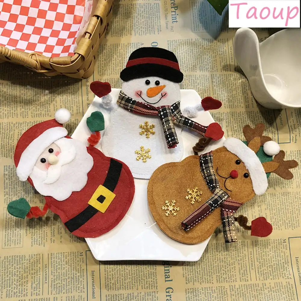 

Taoup 6pc Merry Christmas Knife Fork Holder Bags Xmas Cutlery Holder Pockets Christmas Table Decor for Home Santa Claus Xmas Elk
