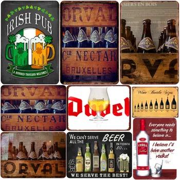 

Orval Beer Wine Bottle Sizes Metal Tin Signs Vintage Home Decor Shabby Chic Wall Poster Iron Plates Bar Cafe Pub Decoration