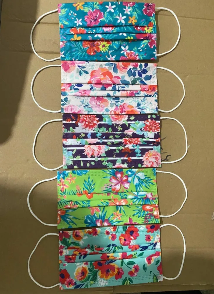 10-100pcs Flower Print Adult Disposable Mask Fashion Printed 3ply Filter Mouth Cover Mascarillas Breathable Face Mask Masque